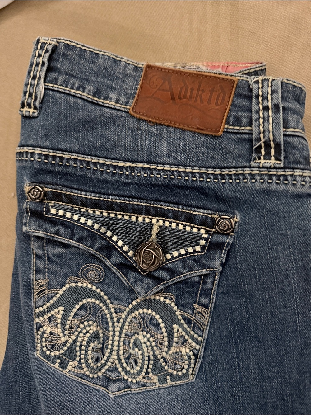 Adiktd Denim Bootcut Jeans with Embroidered Back Pockets
